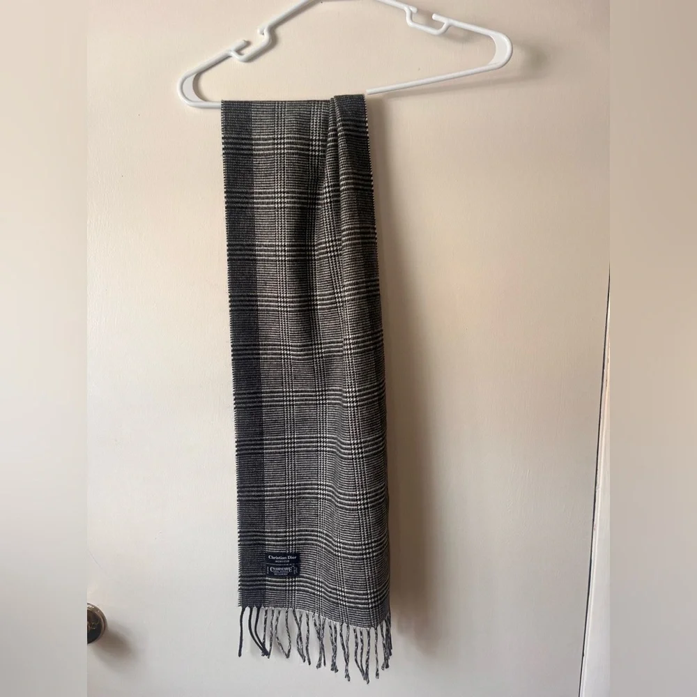 Vintage Christian Dior Monsieur Cashmaire Black And White Scarf Unisex